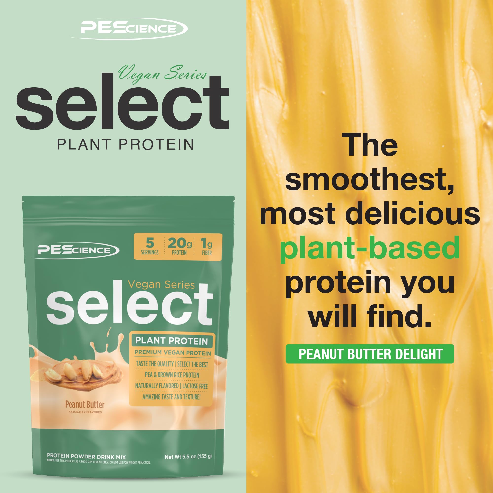 PEScience Select Vegan Protein shake being poured into glass with creamy texture.