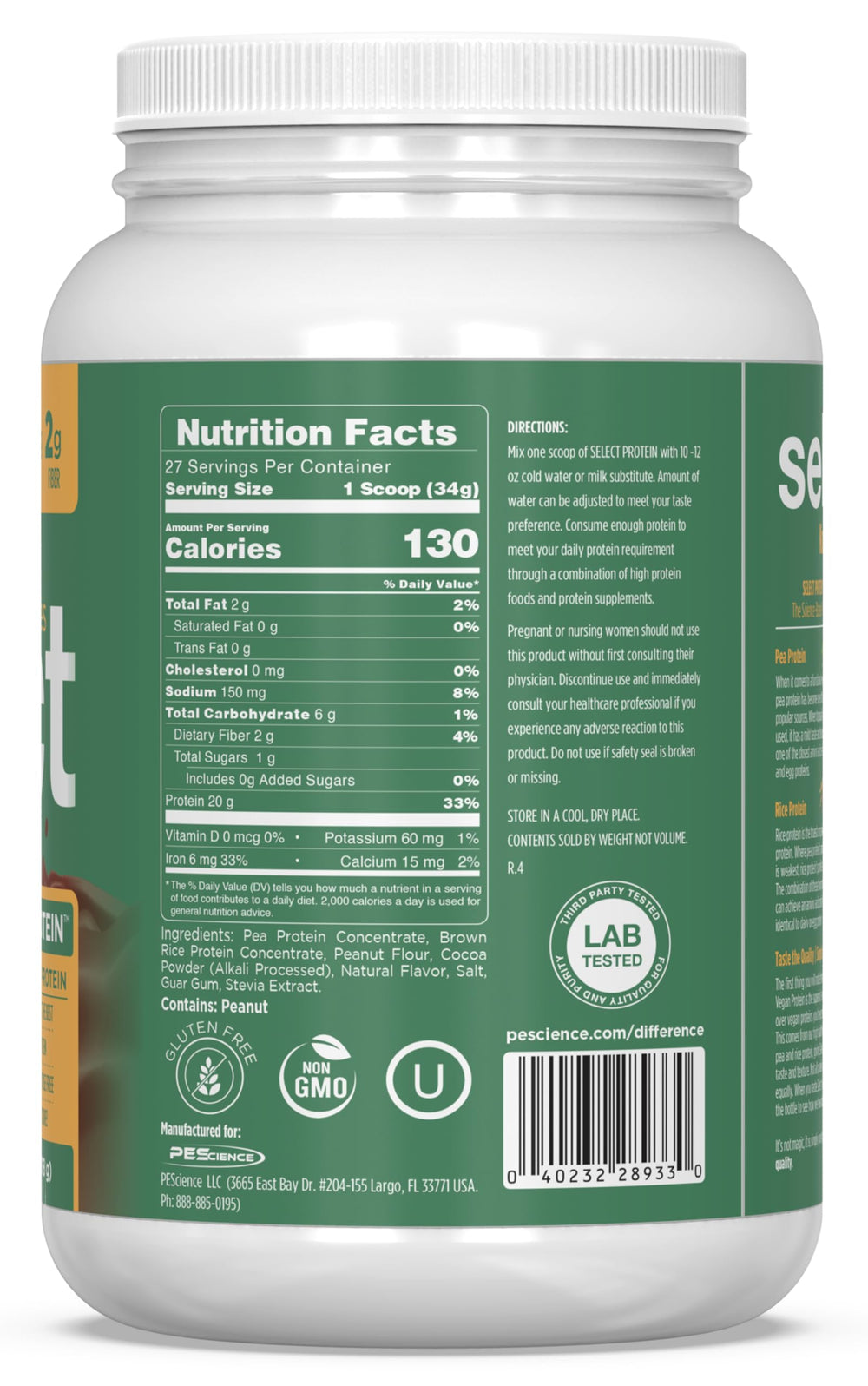 PEScience Select Vegan serving cup prepared for daily protein goals.