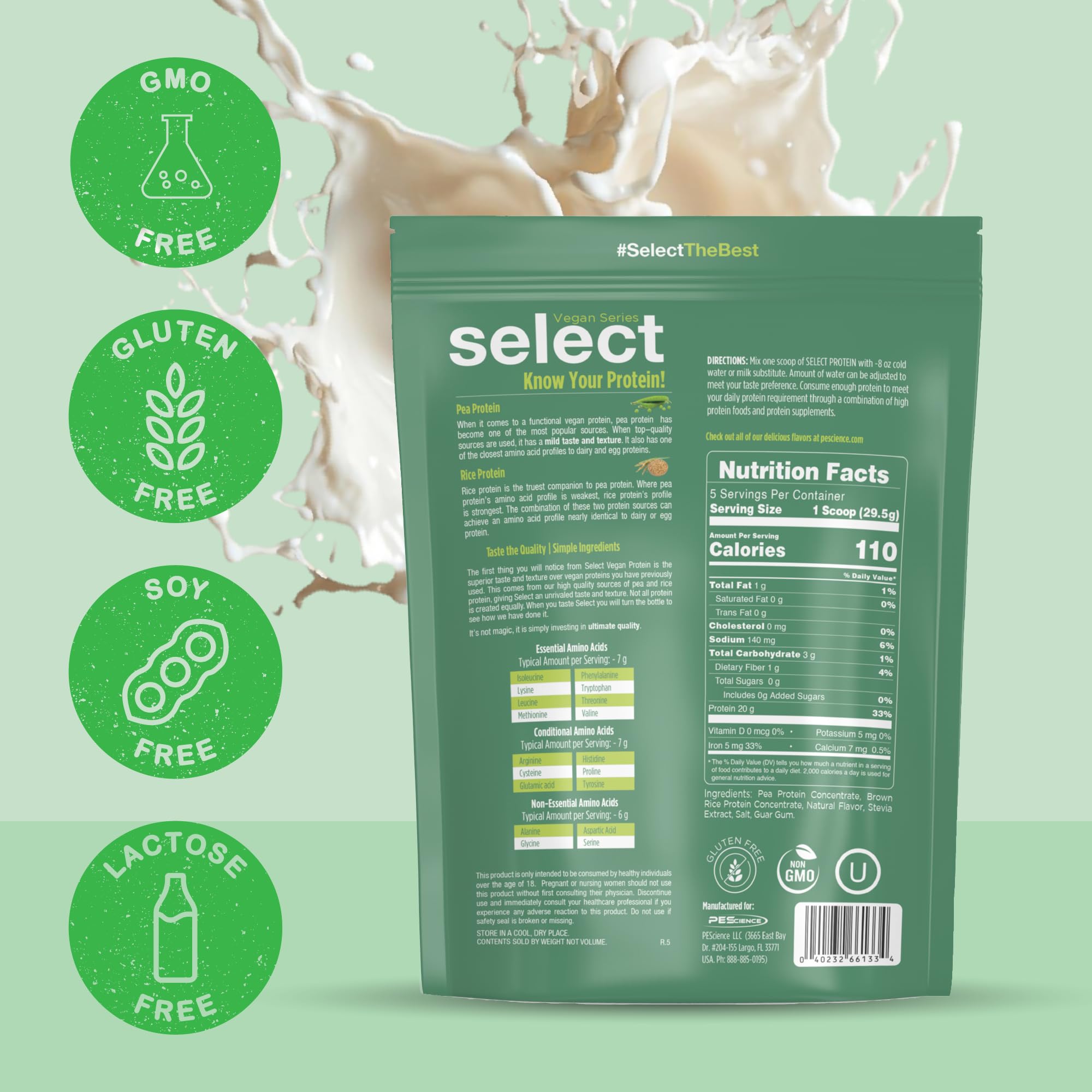 PEScience Select Vegan Vanilla Indulgence travel pack for on-the-go protein.