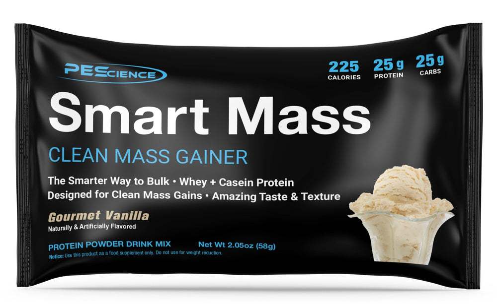 PEScience Smart Mass gourmet vanilla flavor with smooth texture.