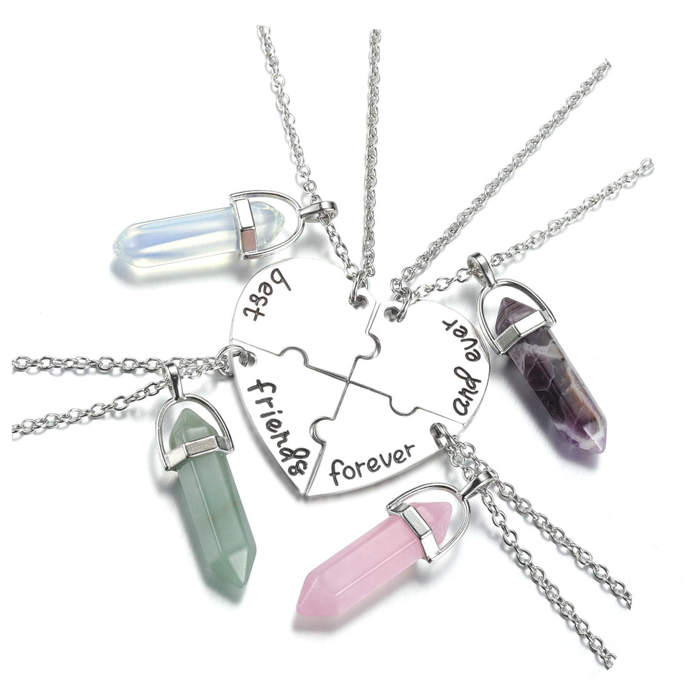 PESOENTH BFF four-piece puzzle necklace interlocks for friendship symbolism