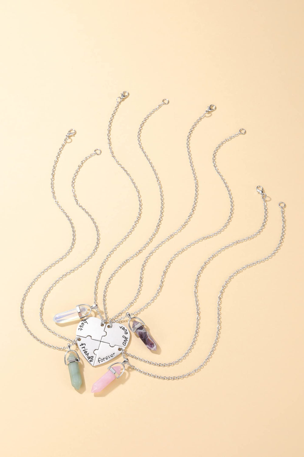 PESOENTH BFF rose quartz pendant necklace for gentle, affectionate style
