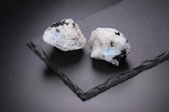 PESOENTH Black Moonstone pair showing natural purple hues for collectors.