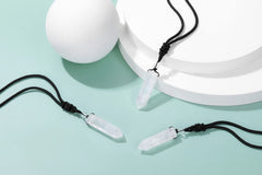PESOENTH clear quartz necklace pendant promoting clarity and balance for daily wear.