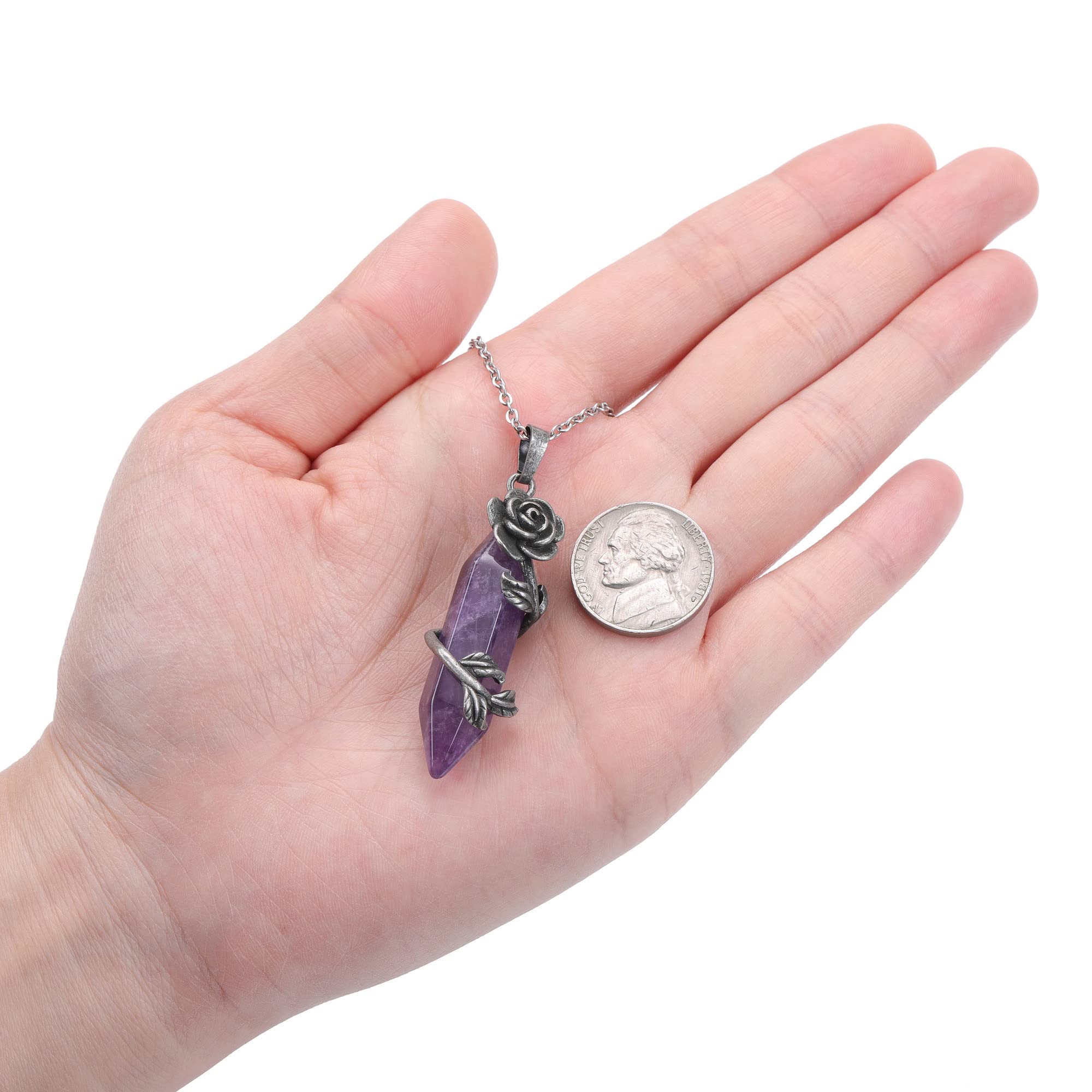 PESOENTH crystal necklace close-up shows hexagonal facets