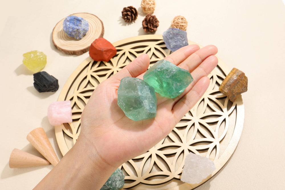 PESOENTH fluorite crystals suitable for tumbling and cabbing
