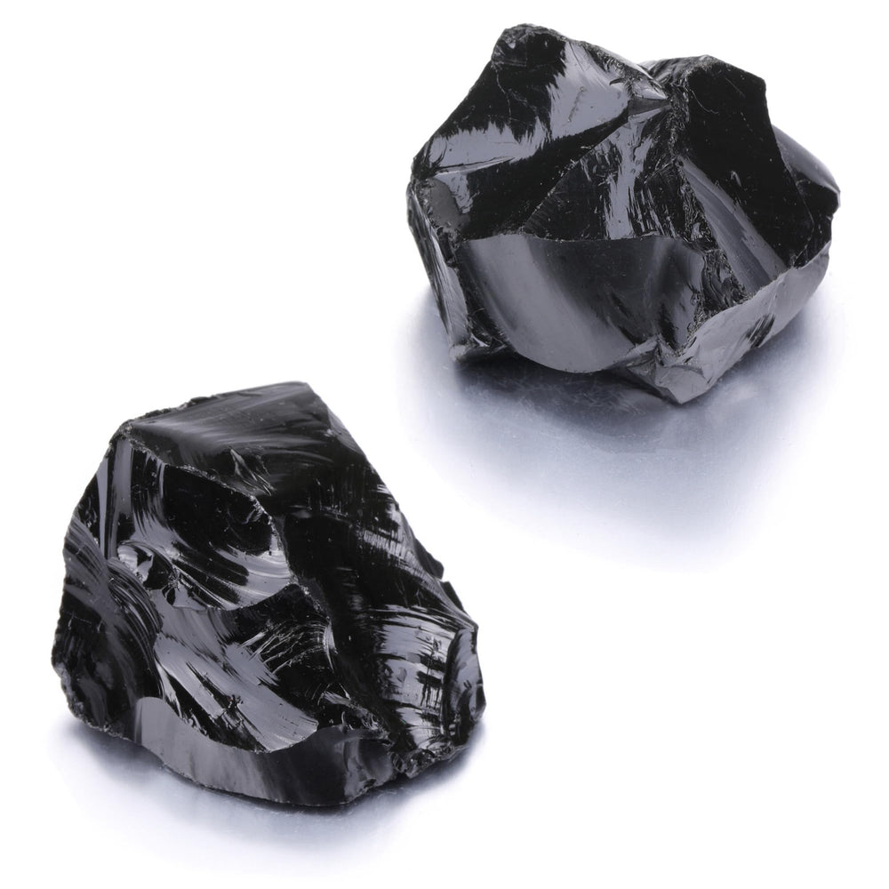 PESOENTH Obsidian raw crystals 2pc for meditation and crystal grids.
