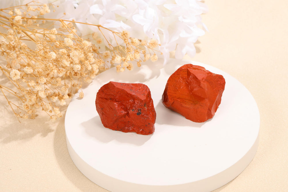 PESOENTH Red Jasper crystal in natural hues ideal for crystal grids and decor.