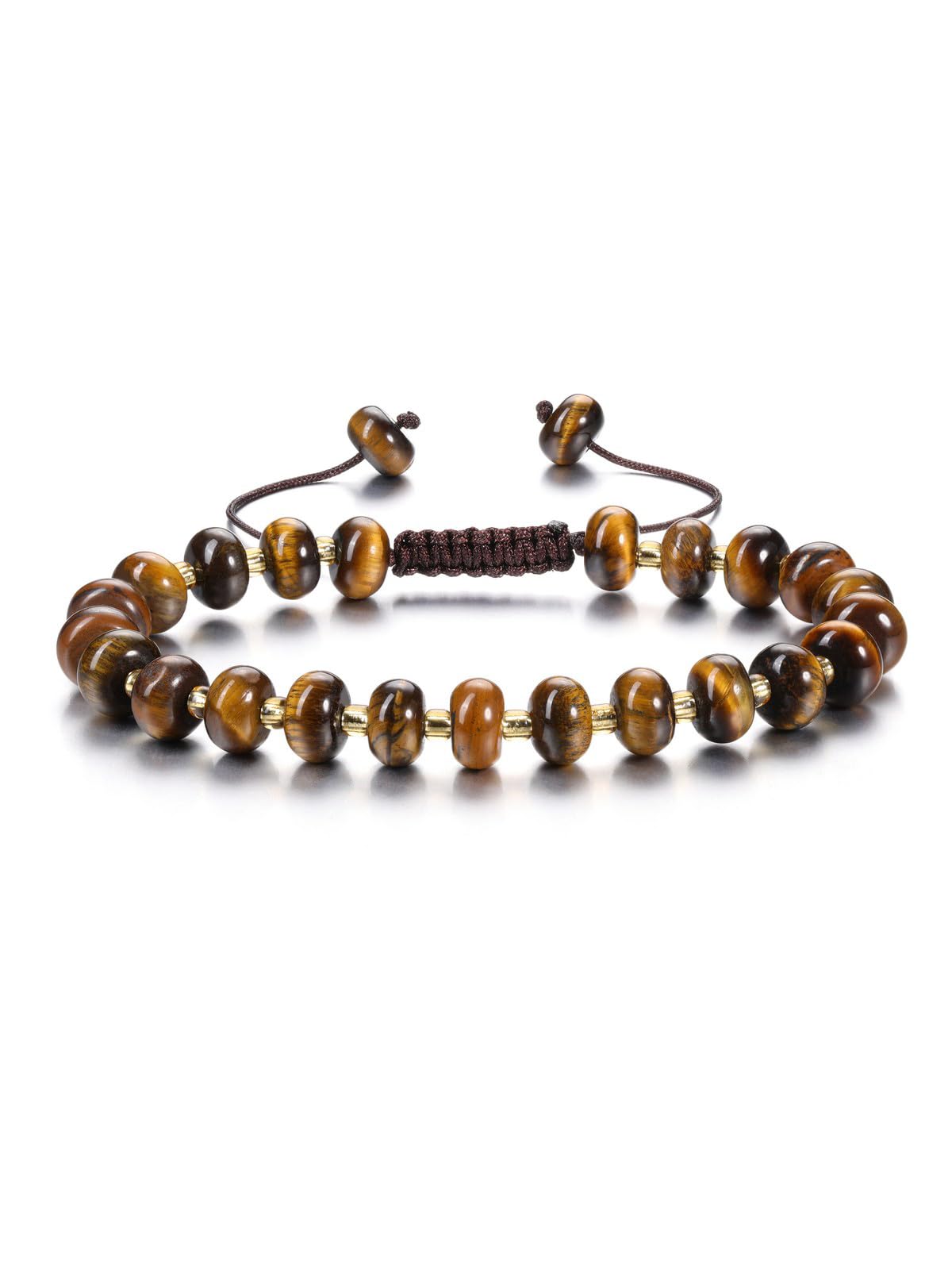 PESOENTH Tiger Eye Bracelet for Women with golden beads for everyday elegance.