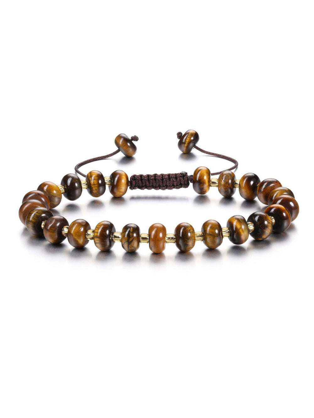 PESOENTH Tiger Eye Bracelet for Women with golden beads for everyday elegance.
