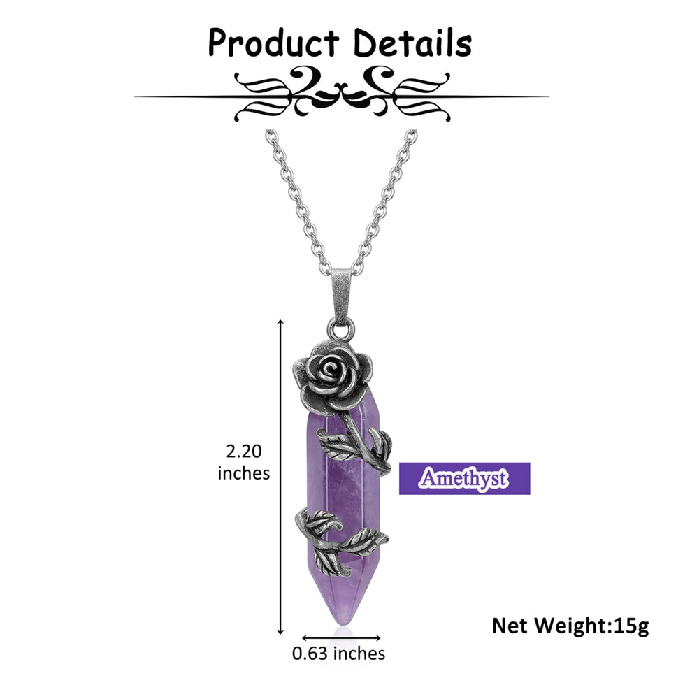 PESOENTH model wearing amethyst necklace for calm style