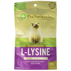 Pet Naturals L-Lysine cat chews for cats, 60 fun shapes, easy daily treat.