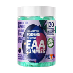 Pets Purest EAA Gummies blueberry closeup: tasty source of essential amino acids.