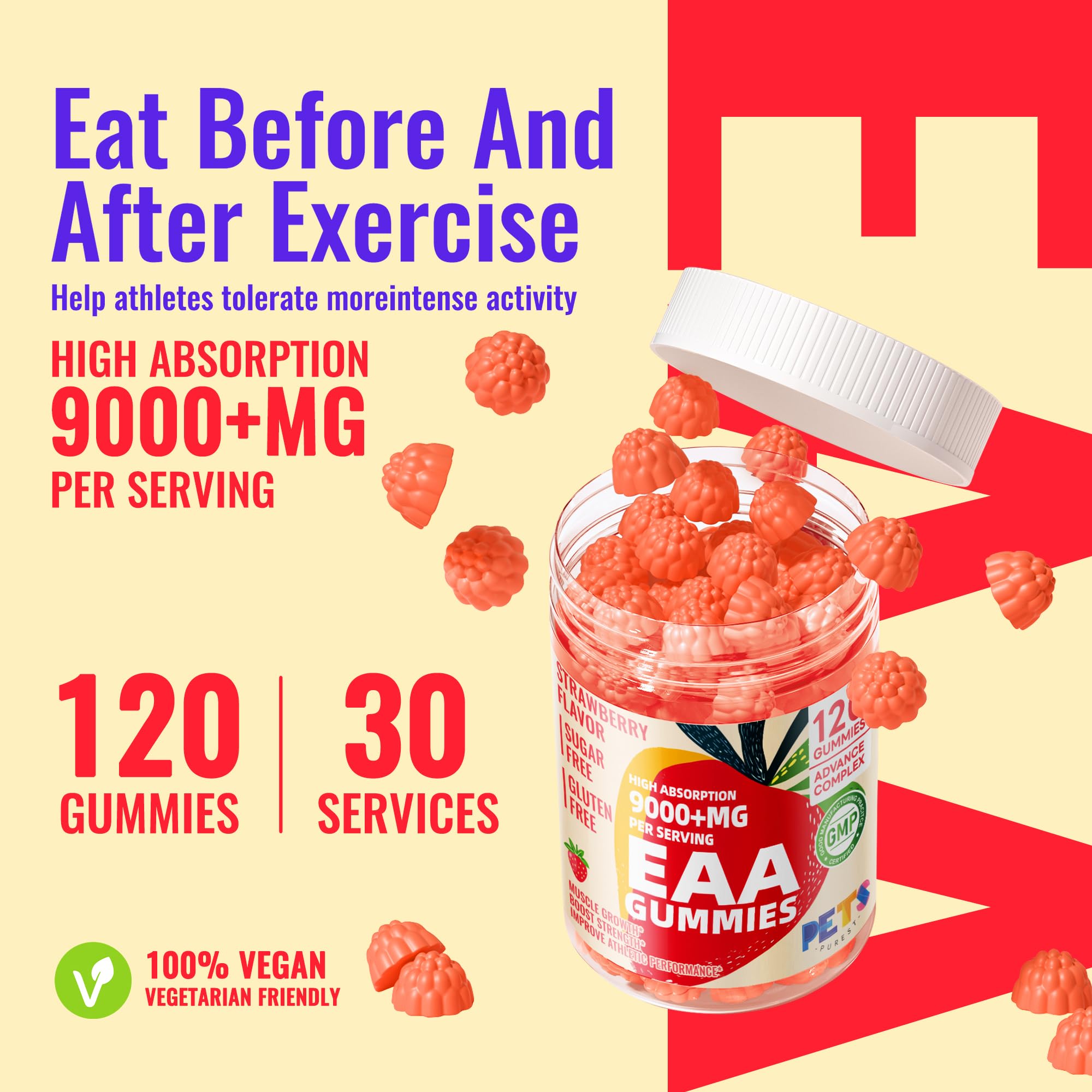 Pets Purest EAA Gummies energy scene during workout for endurance.