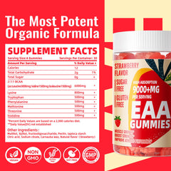 Pets Purest EAA Gummies label highlights ingredients and dietary features.