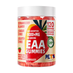 Pets Purest EAA Gummies strawberry closeup showing flavorful, sugar-free option.