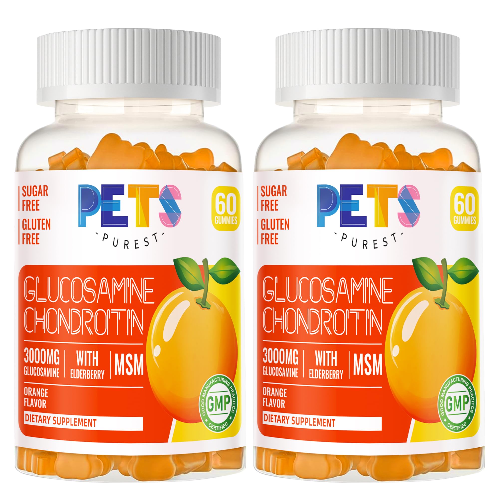 Pets Purest Glucosamine Chondroitin Gummies bottle for convenient daily joint support.