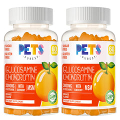Pets Purest Glucosamine Chondroitin Gummies bottle for convenient daily joint support.