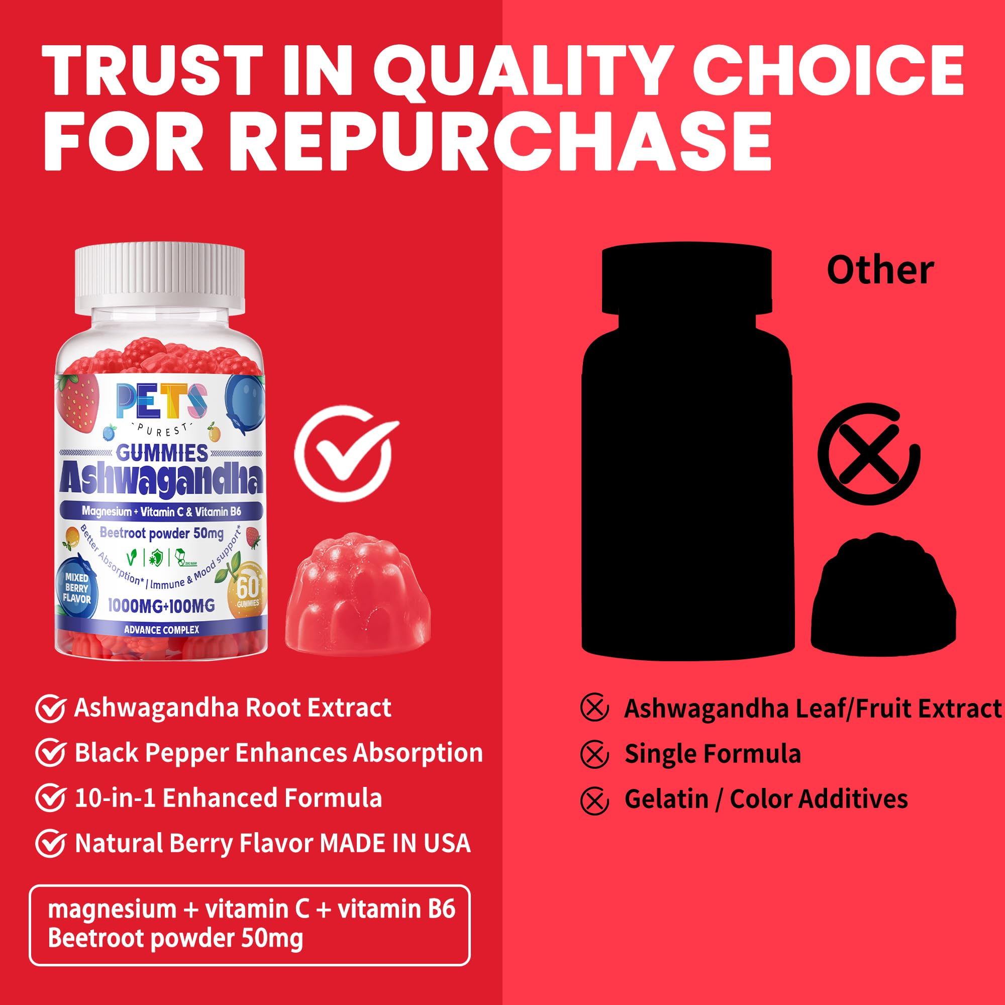 Pets Purest mixed berry flavor gummies ready to enjoy
