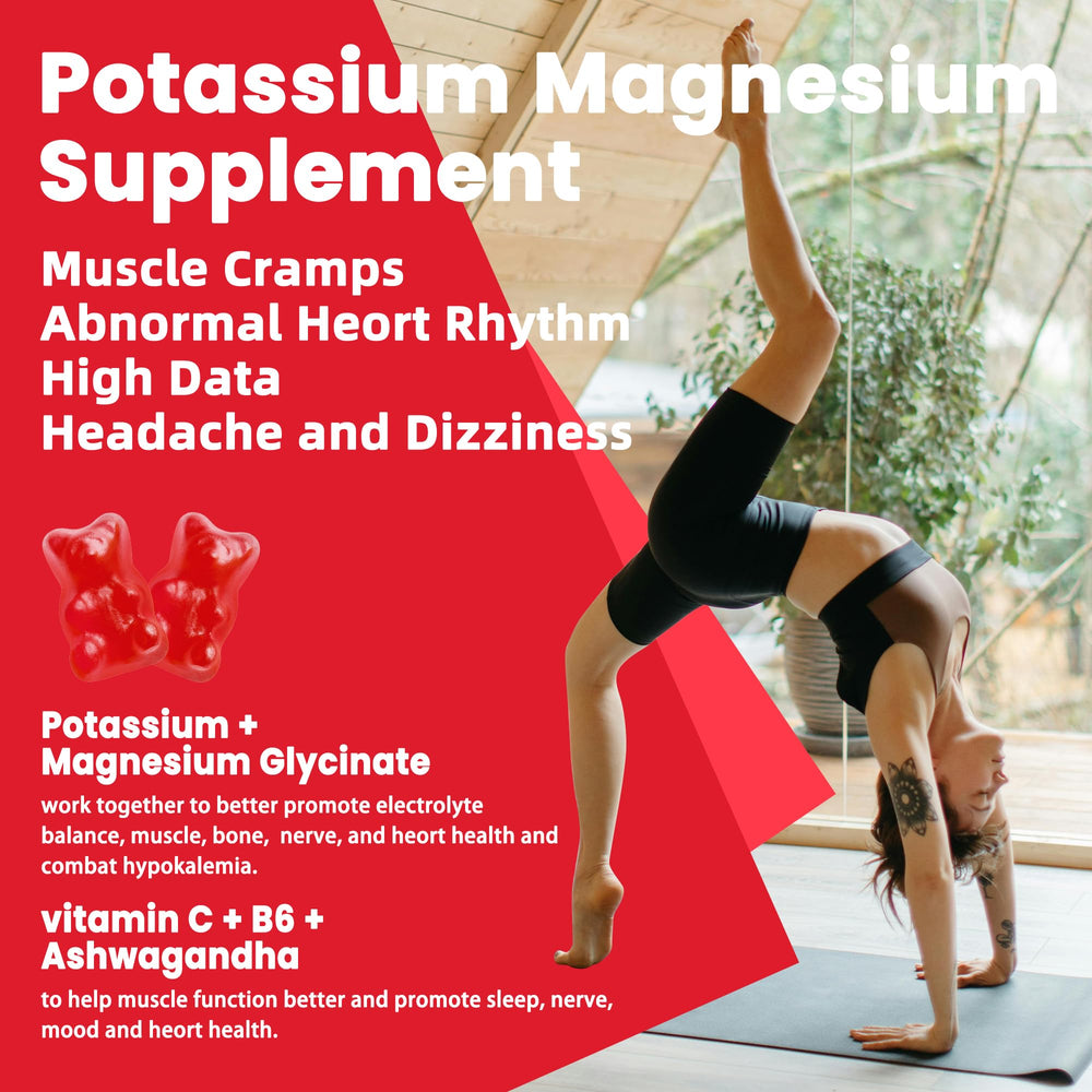Pets Purest Potassium Magnesium Gummies on a kitchen counter with bright strawberry chews