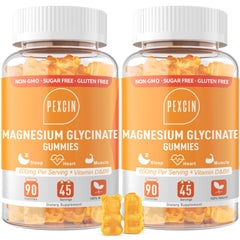 PEXCIN magnesium glycinate gummies packaging, family-friendly and sugar-free for daily use.