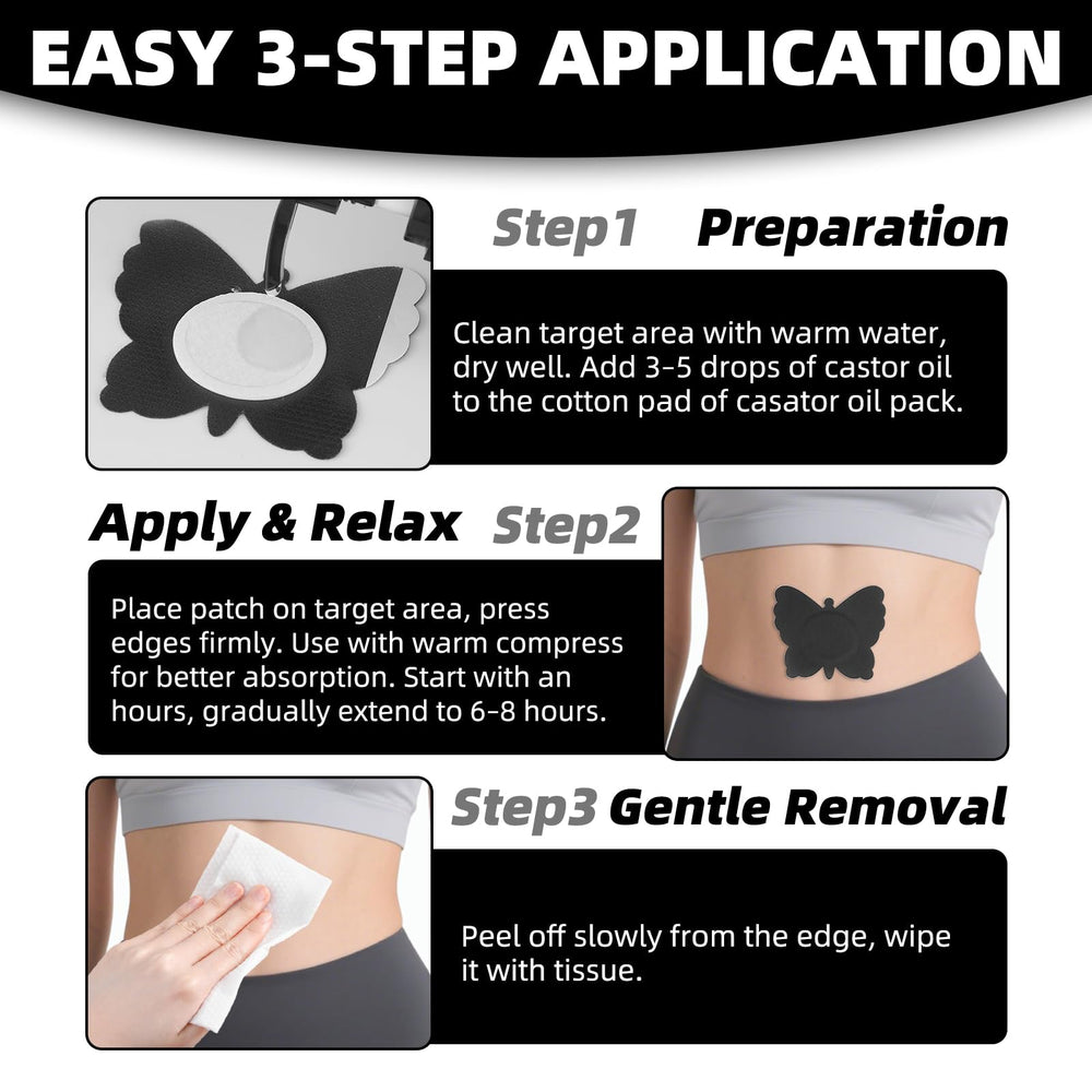 Pexihoap butterfly castor oil pack with leak proof middle film for tidy use