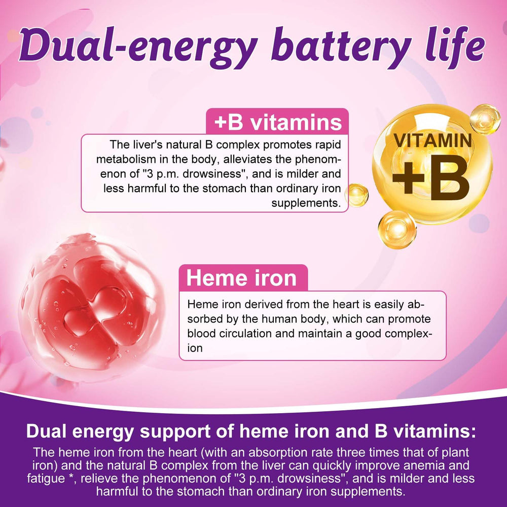 PFDGRVI B12 and heme iron aiding daytime energy and resilience.