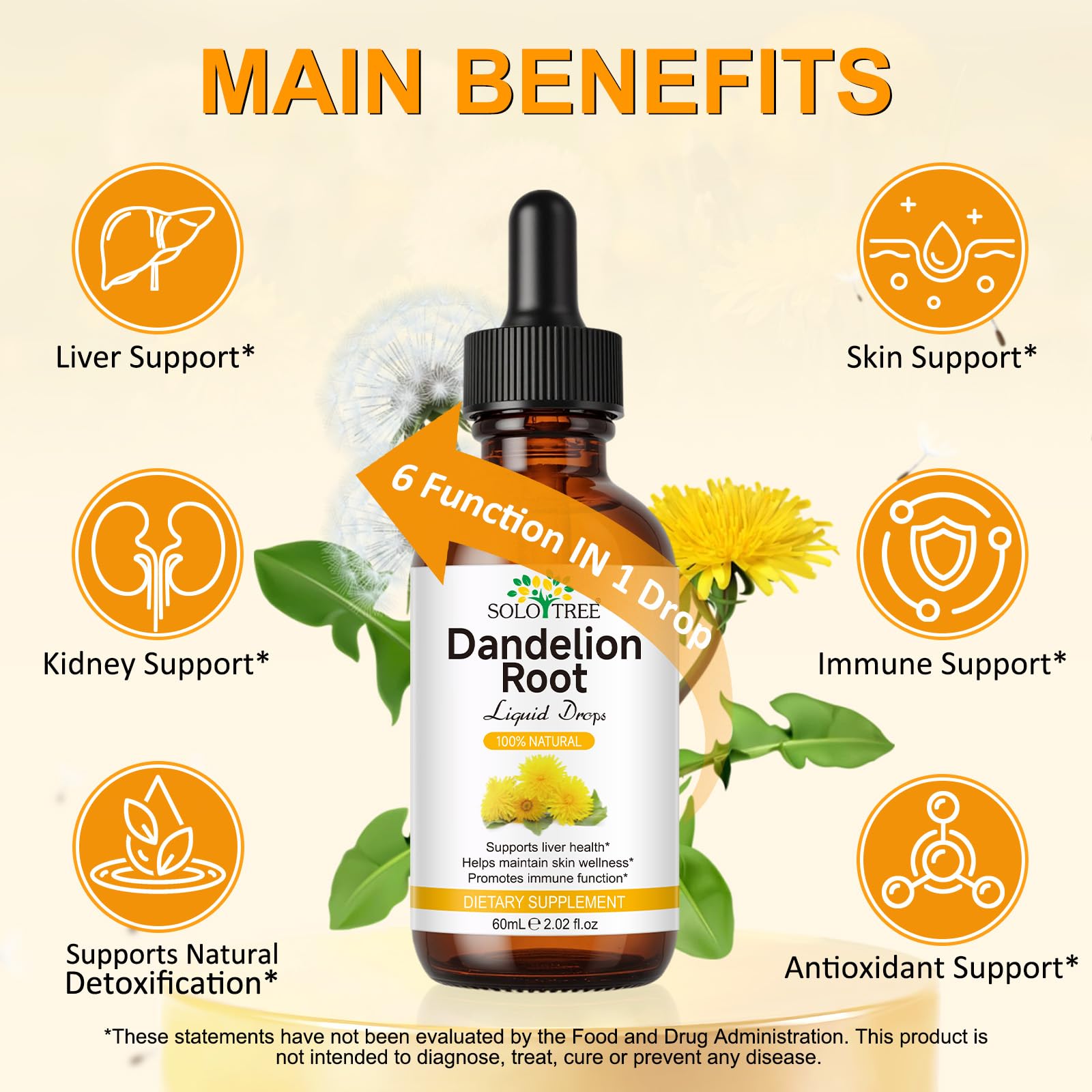 PFDGRVI Dandelion Root Drops under tongue for fast absorption