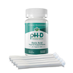 pH-D boric acid suppositories 24-count box for vaginal support