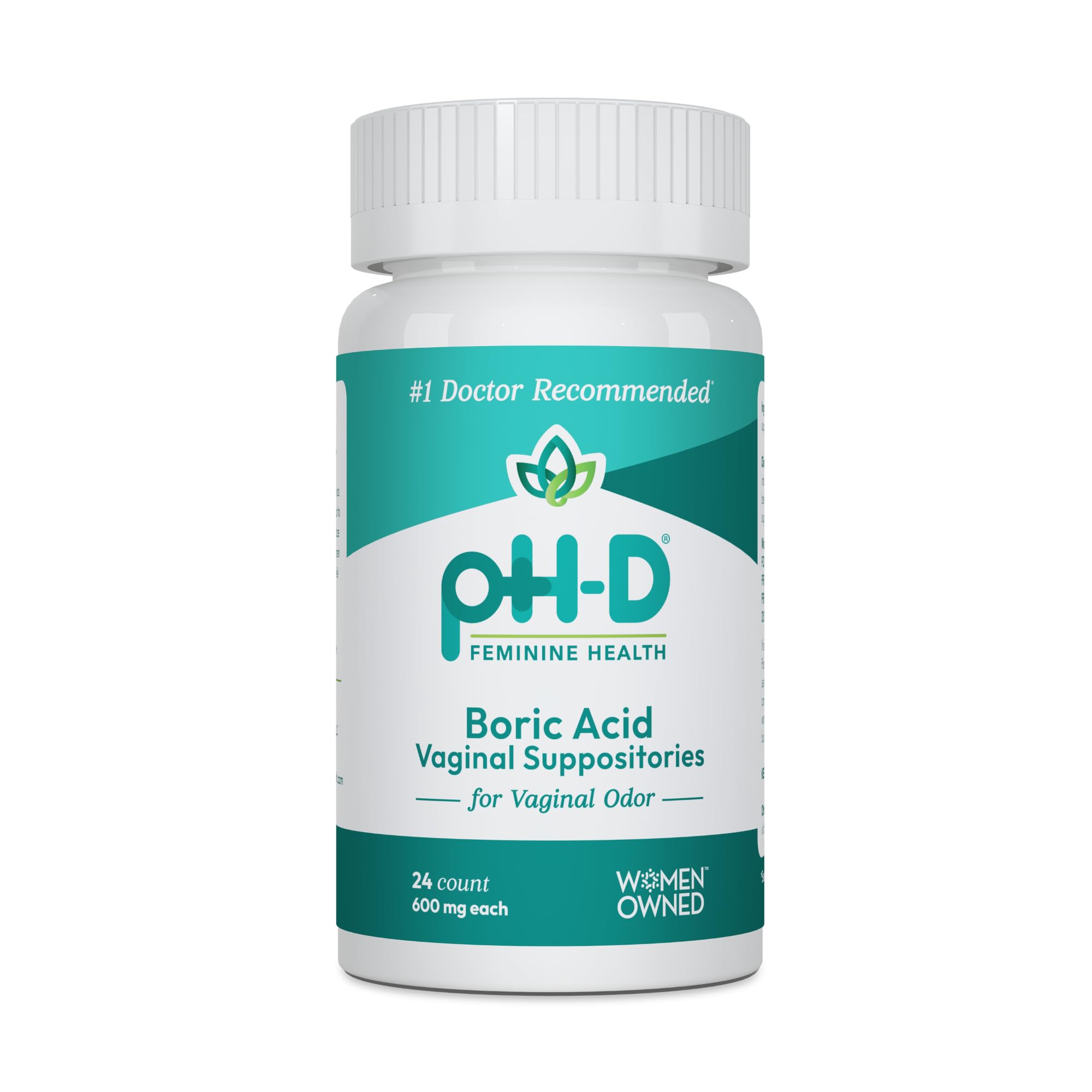 pH-D boric acid suppositories packaging for convenient vaginal health support