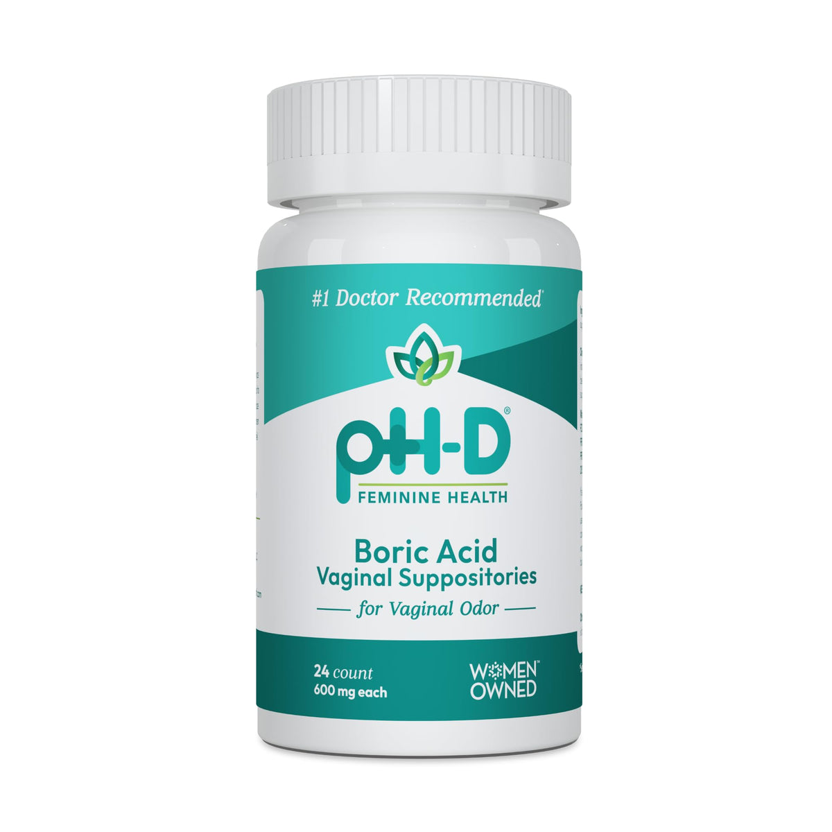 pH-D boric acid suppositories packaging for convenient vaginal health support