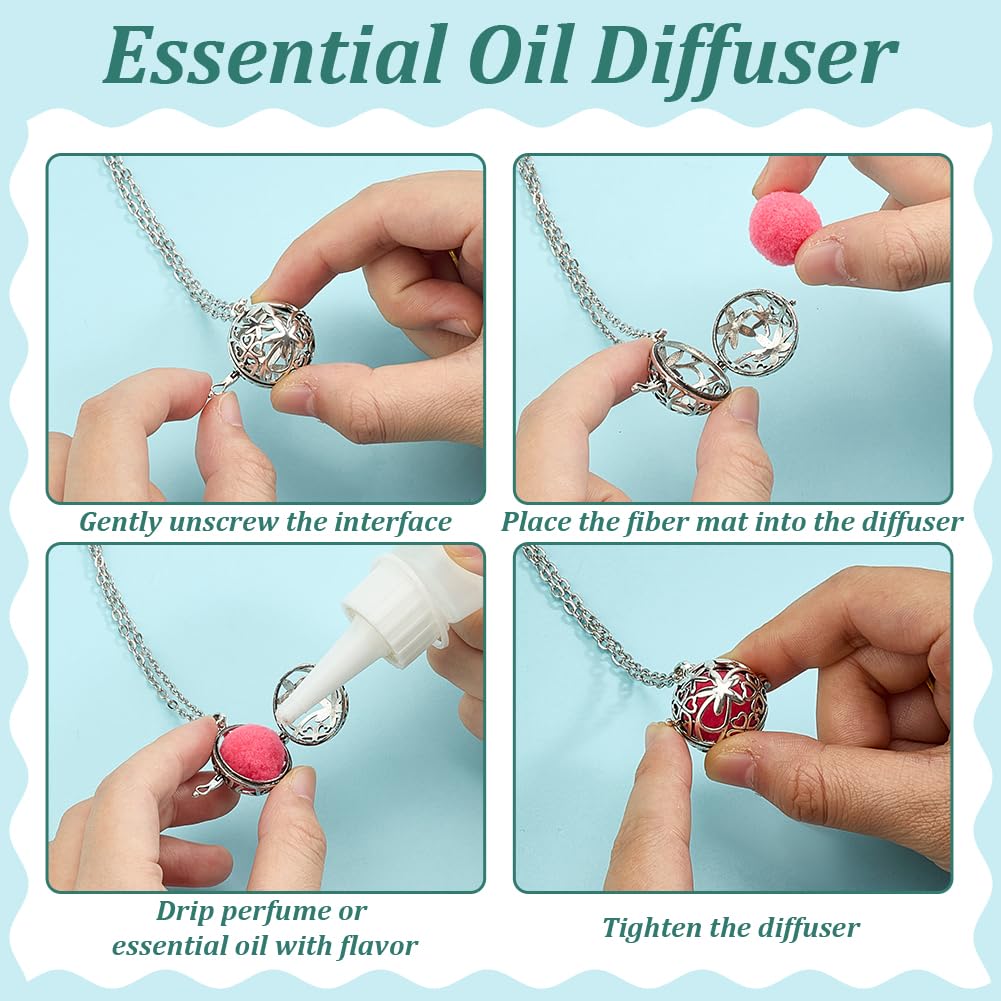 Colorful cotton balls in various colors paired with the necklace for customization.