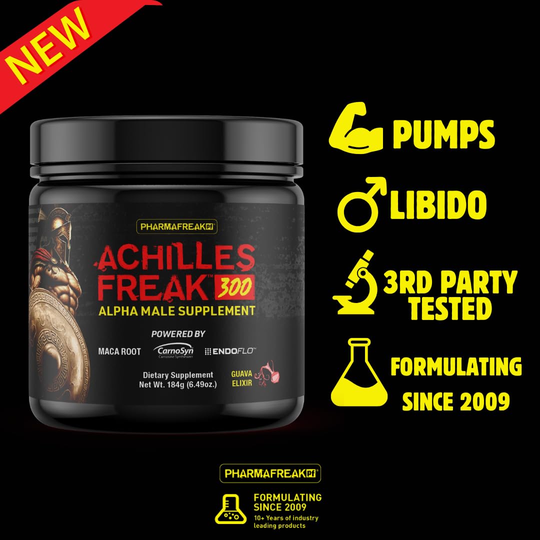 Pharmafreak Achilles Freak 300 label front highlighting endurance-boosting ingredients