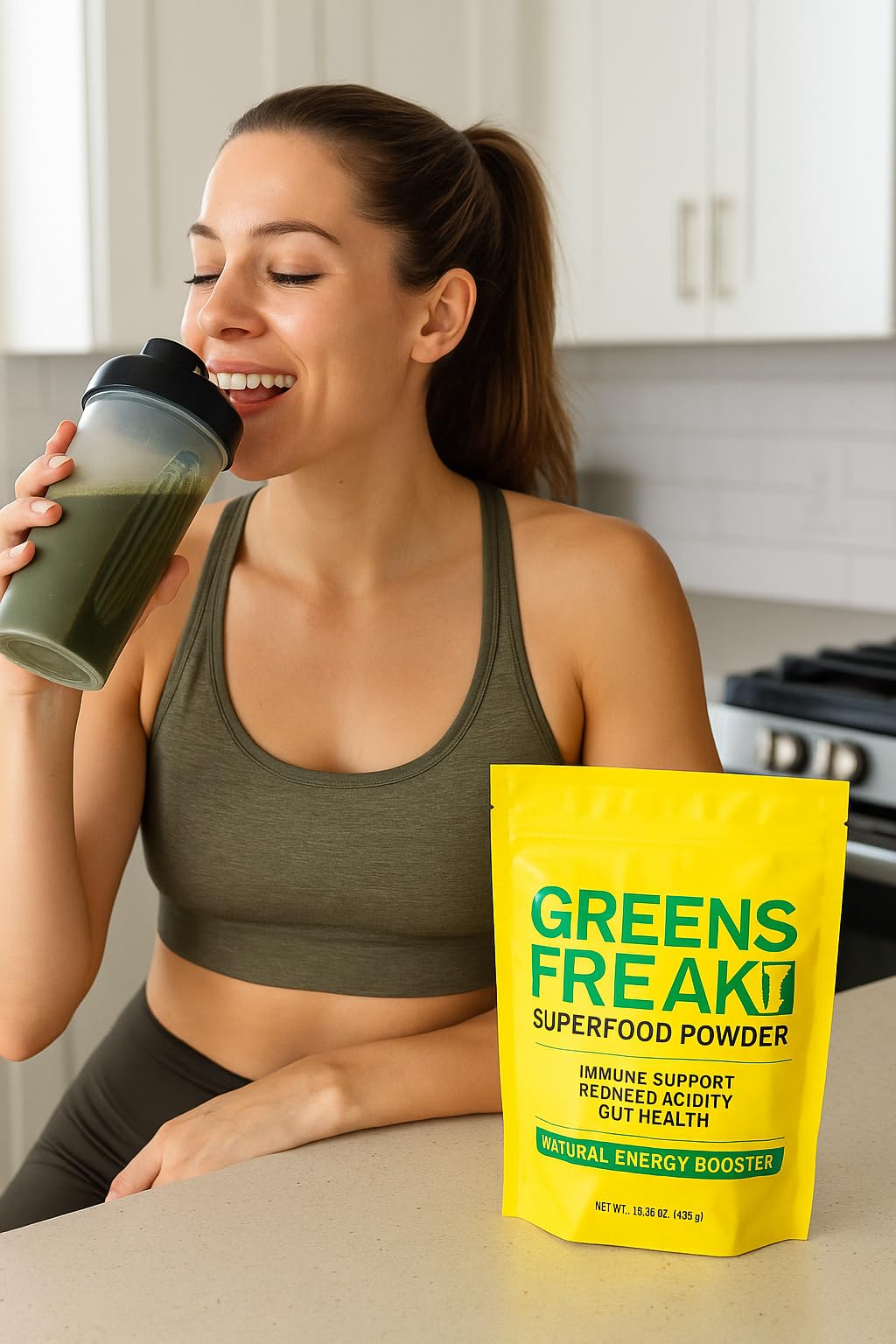 Pharmafreak Greens Freak smoothie-ready mix for energizing mornings
