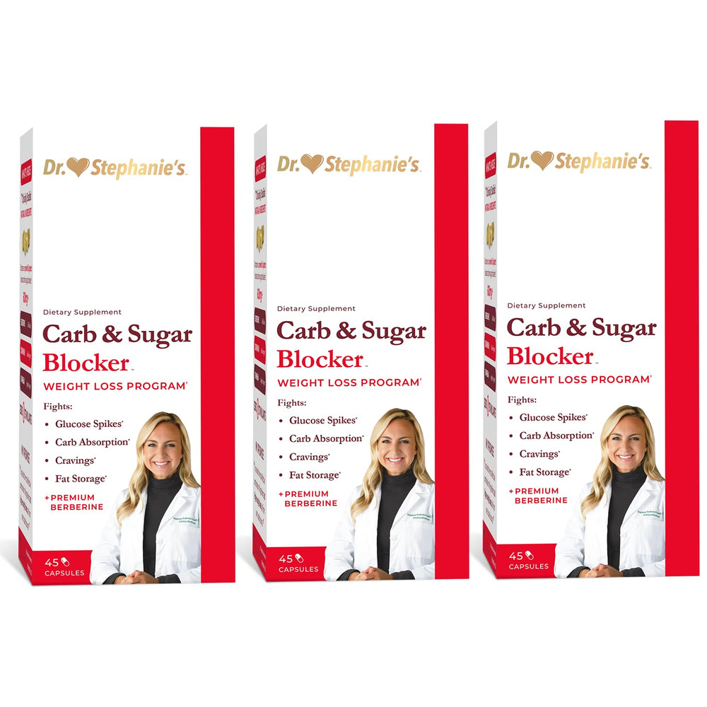Pharmaganics Dr. Stephanie's Mealtime Blocker bottle-front showing stimulant-free carb support