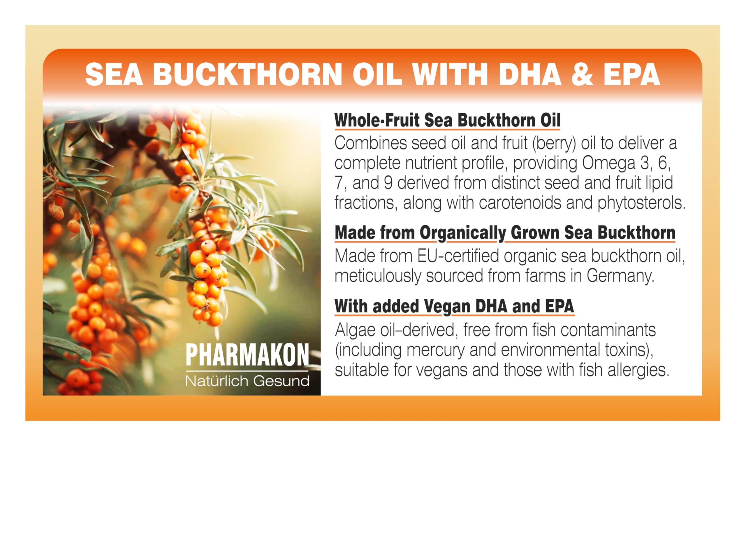 PHARMAKON organic EU sea buckthorn farm scene emphasizing purity
