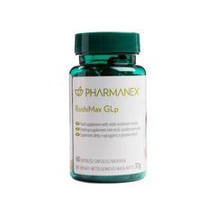 Pharmanex ReishiMax GLp bottle front view highlighting capsule packaging for immune support