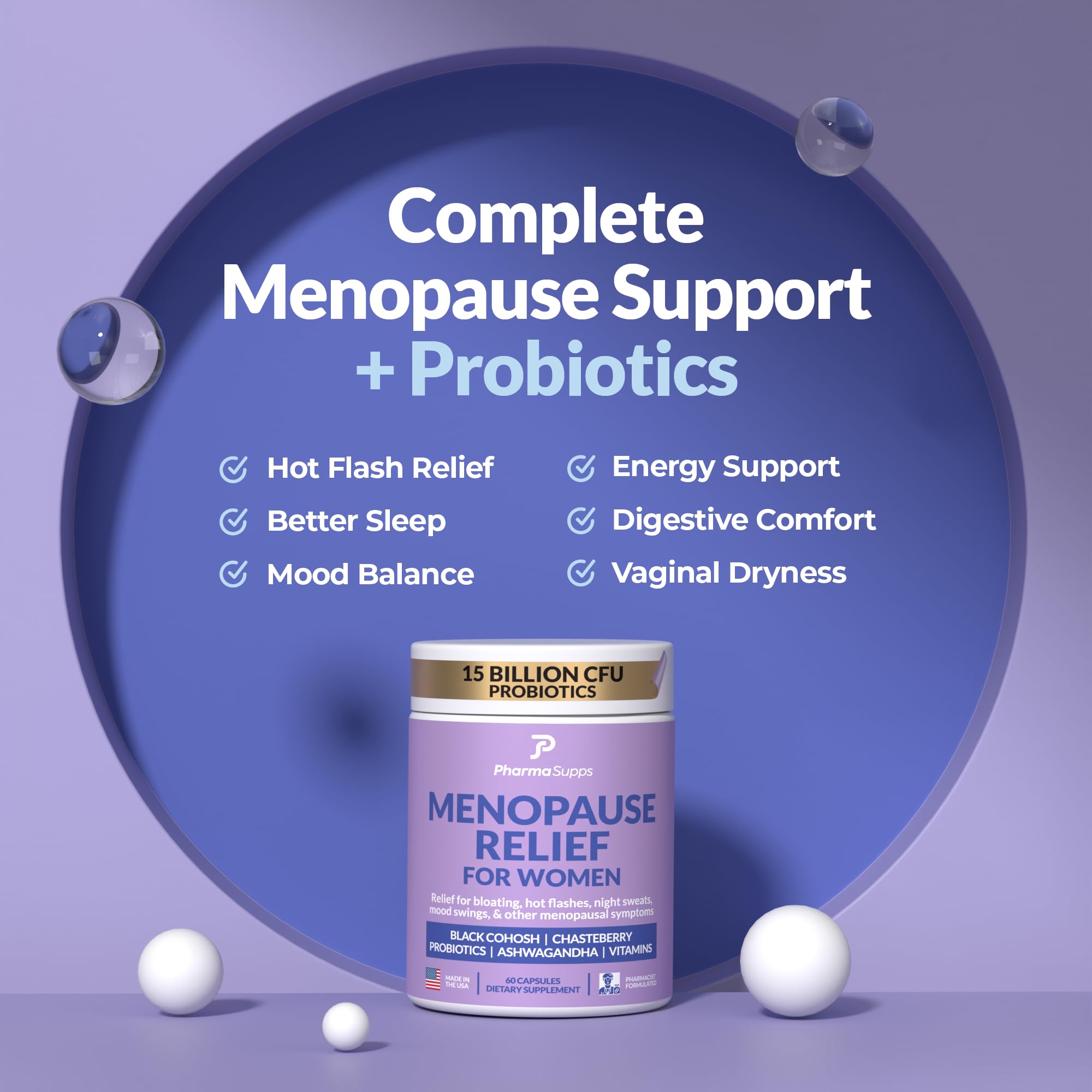 PharmaSupps probiotic capsules close-up promoting digestive comfort and immune support.