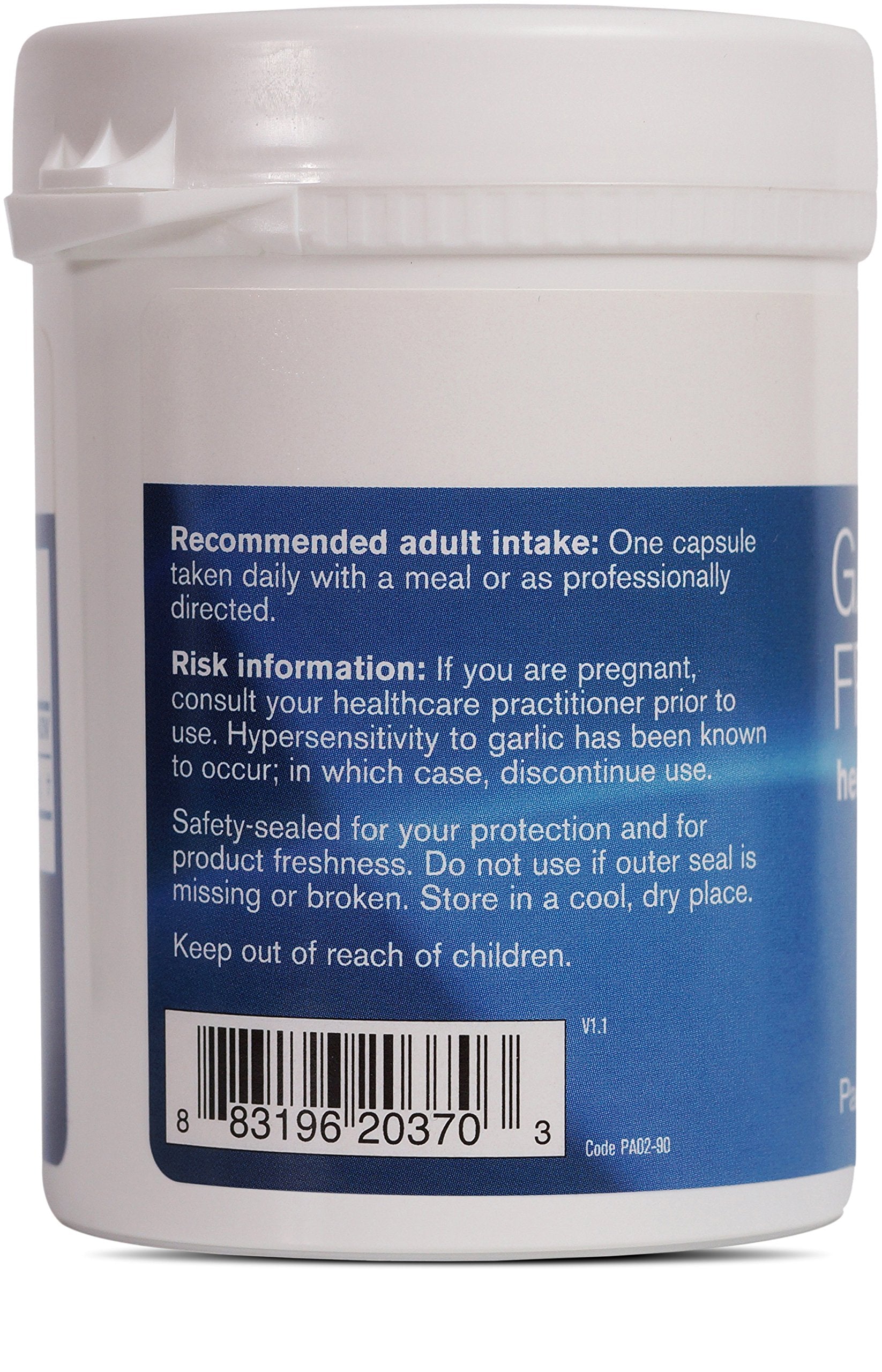 Pharmax Garlic Freeze Dried label view references traditional uses and daily benefits.