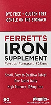 Pharmics Ferretts tablets bottle highlighting convenient iron support for daily wellness