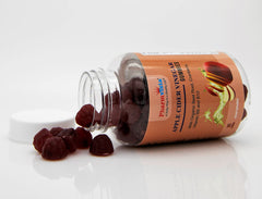 Pharmvista Apple Cider Vinegar Gummies nutrition label highlighting acetic acid and B vitamins.