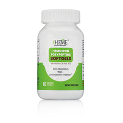 Pharmvista Heme Softgel bottle highlights bioavailable iron in a convenient form.