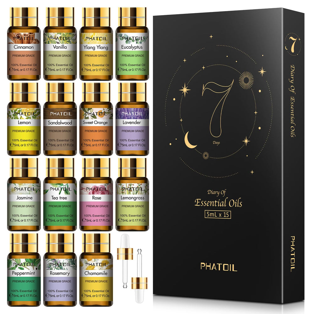 PHATOIL 15PCS gift set packaging promotes versatile aromatherapy options for home diffusers.