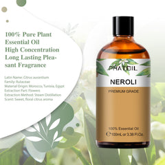 PHATOIL amber bottle protecting Neroli oil from light for lasting fragrance.
