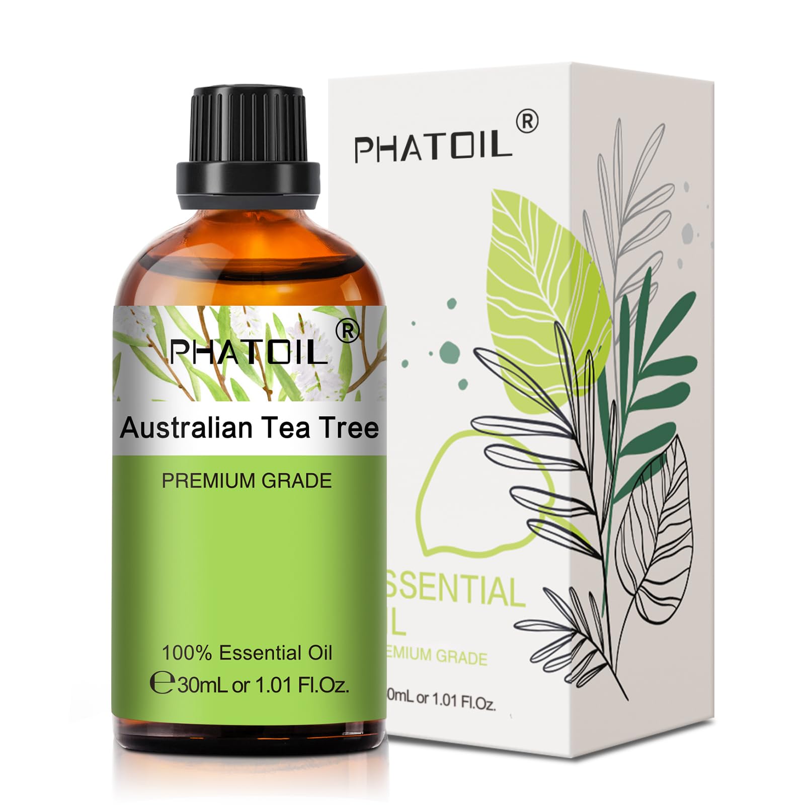 PHATOIL Australian Tea Tree oil bottle with dropper for precise, mess-free diffuser use.