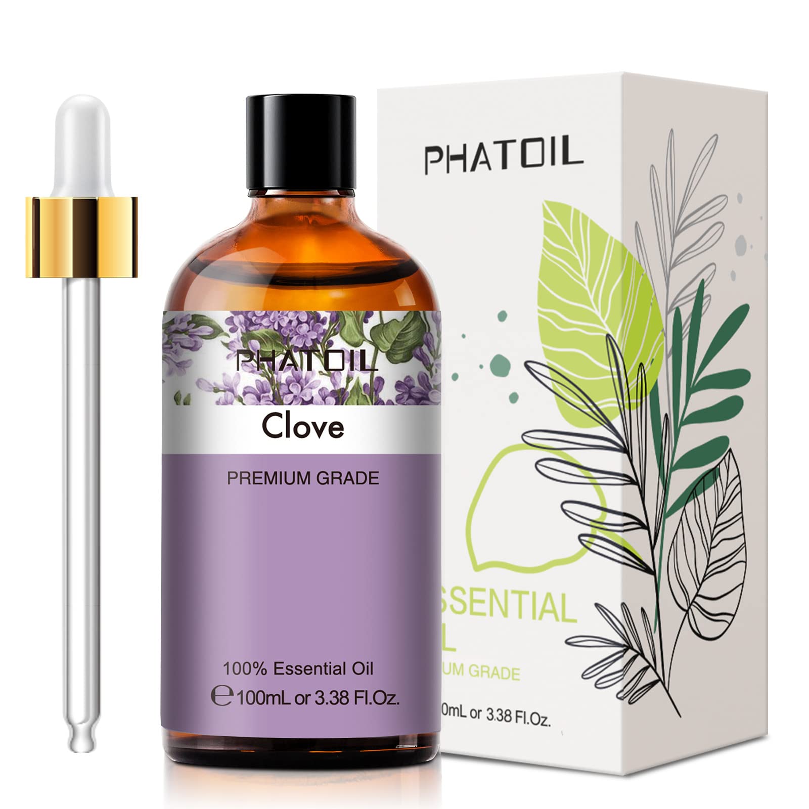 PHATOIL clove essential oil bottle for premium aromatherapy at home.
