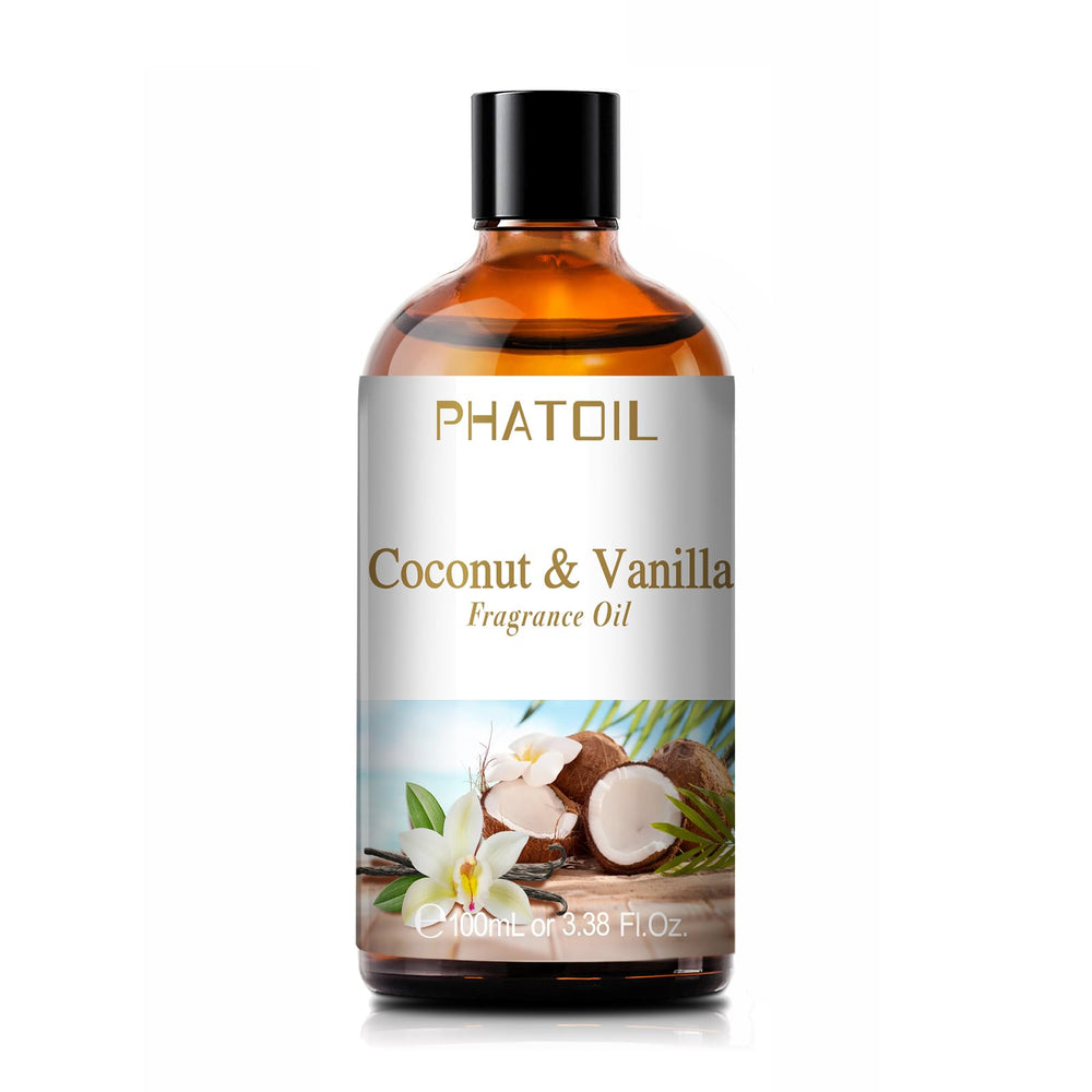 PHATOIL coconut-vanilla oil enhances diffuser setups with tropical ambience.