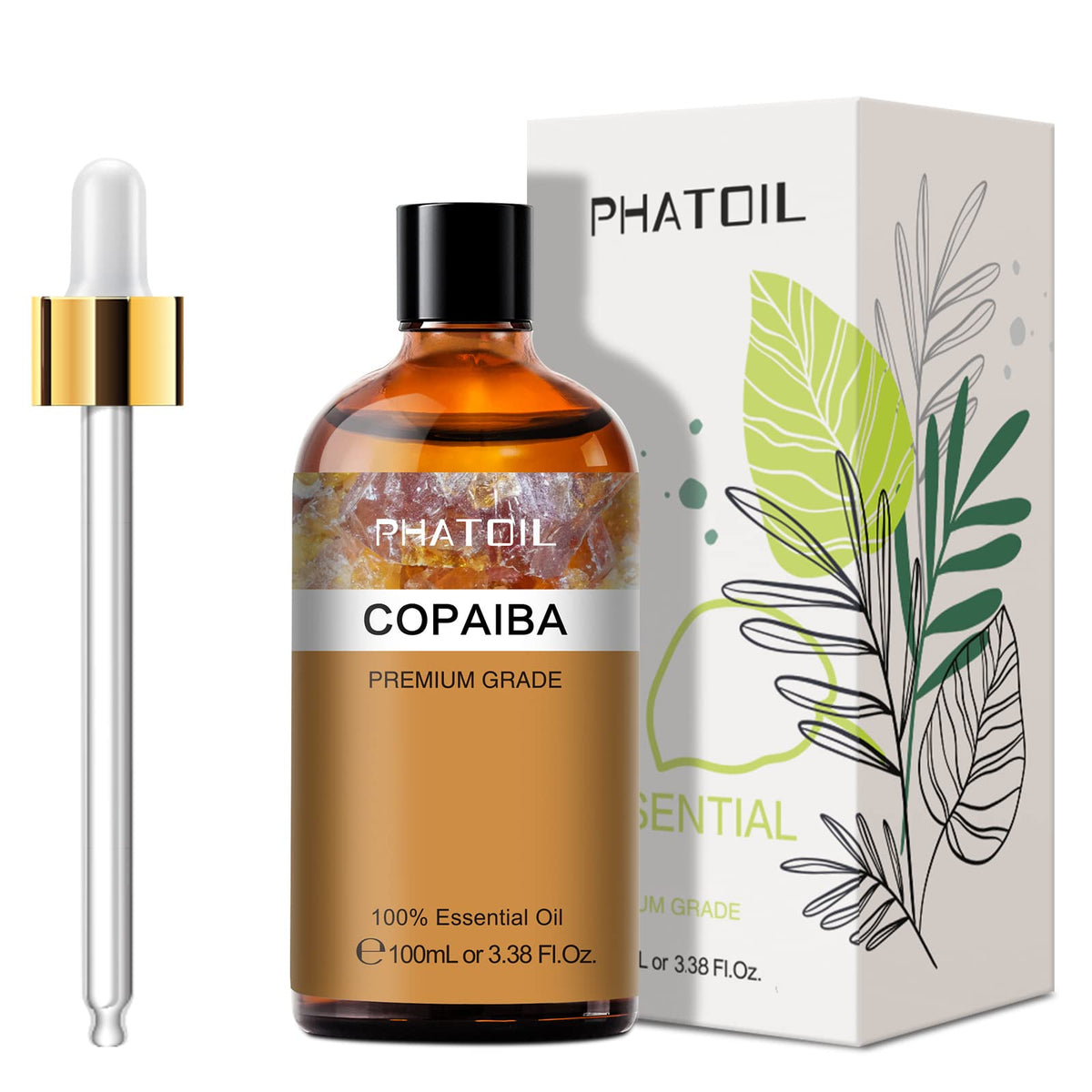 PHATOIL Copaiba oil in amber bottle preserves quality for long-term use