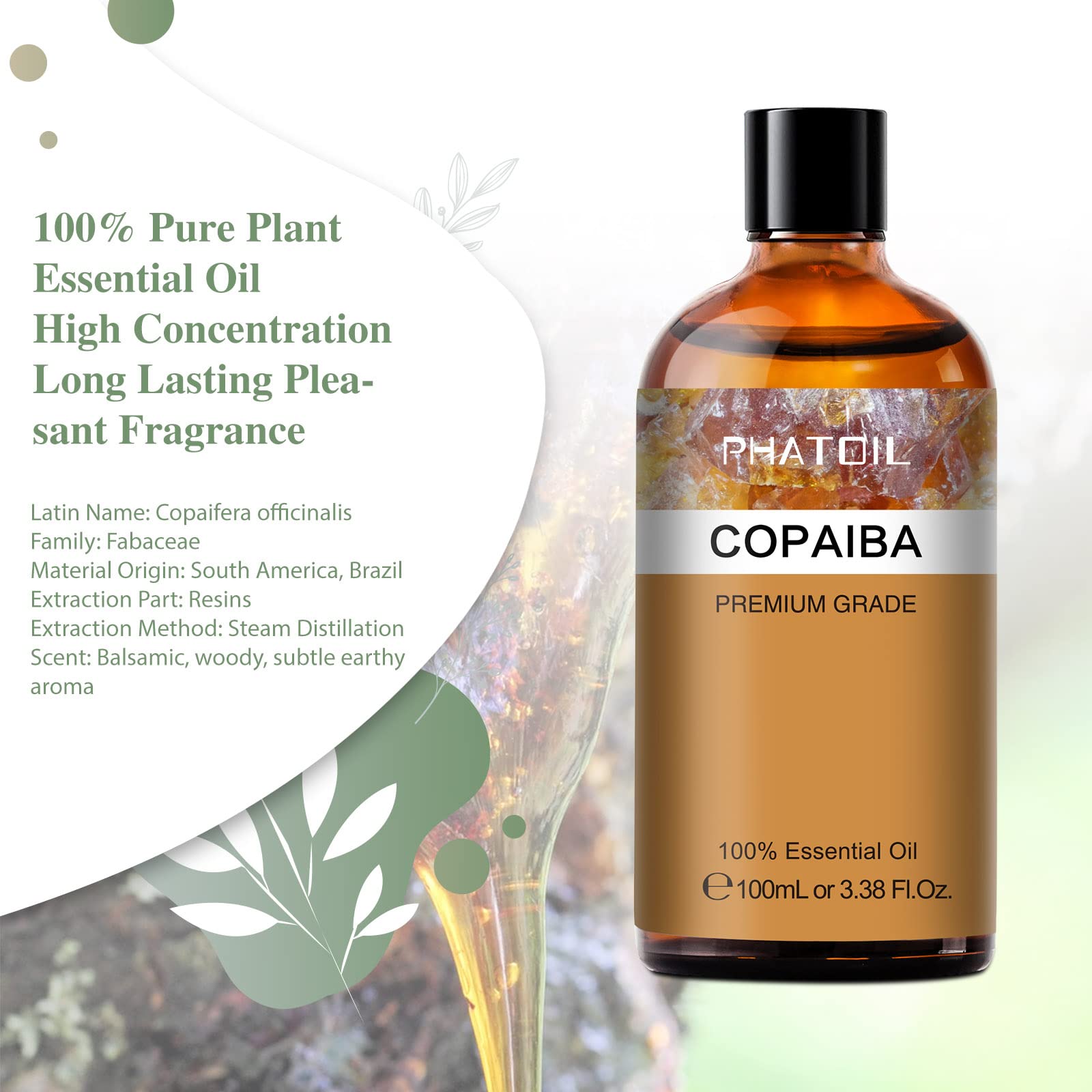 PHATOIL Copaiba oil with built-in dropper for precise pouring