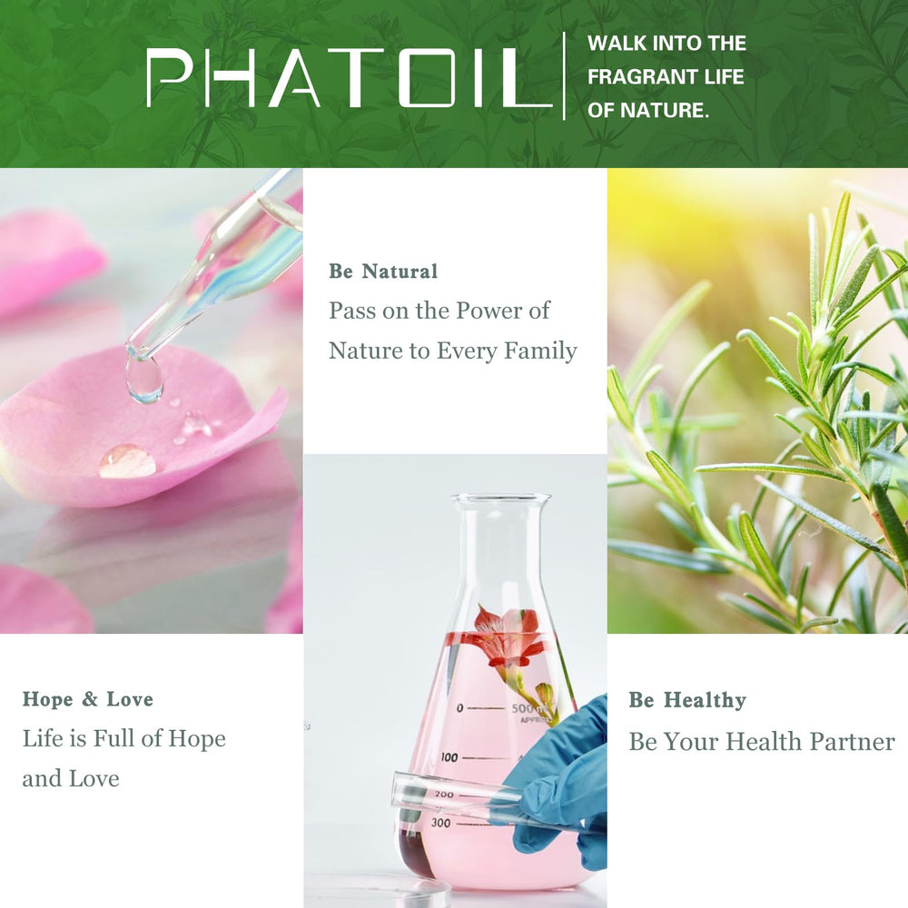 PHATOIL Cypress oil bottle shown beside a diffuser for a spa-like aroma.